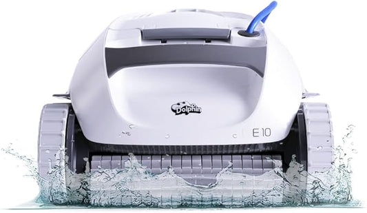 Dolphin E10 - Aspiradora robótica automática para piscina, cepillo de limpieza activo, acceso a filtros de carga superior, ideal para piscinas sobre el suelo de hasta 30 pies de longitud 240volts