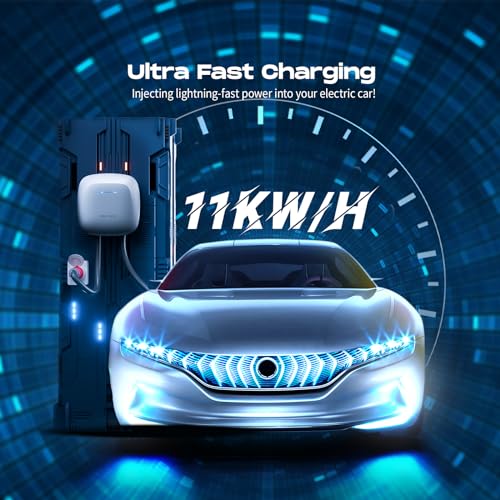 VDL POWER EV Charger 11KW, Type 2 Electric Car Charger, 10/13/16A EV Charging Station with APP Control 5M Cable Electric Vehicle Charger, IP65 Waterproof Wall Charging Box, Fast Charge