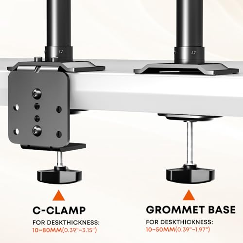 Soporte de escritorio para monitor de pie sentado para pantallas de 17 a 32 pulgadas, brazo articulado de movimiento completo ajustable en altura con bandeja para teclado, monitor de 19.8