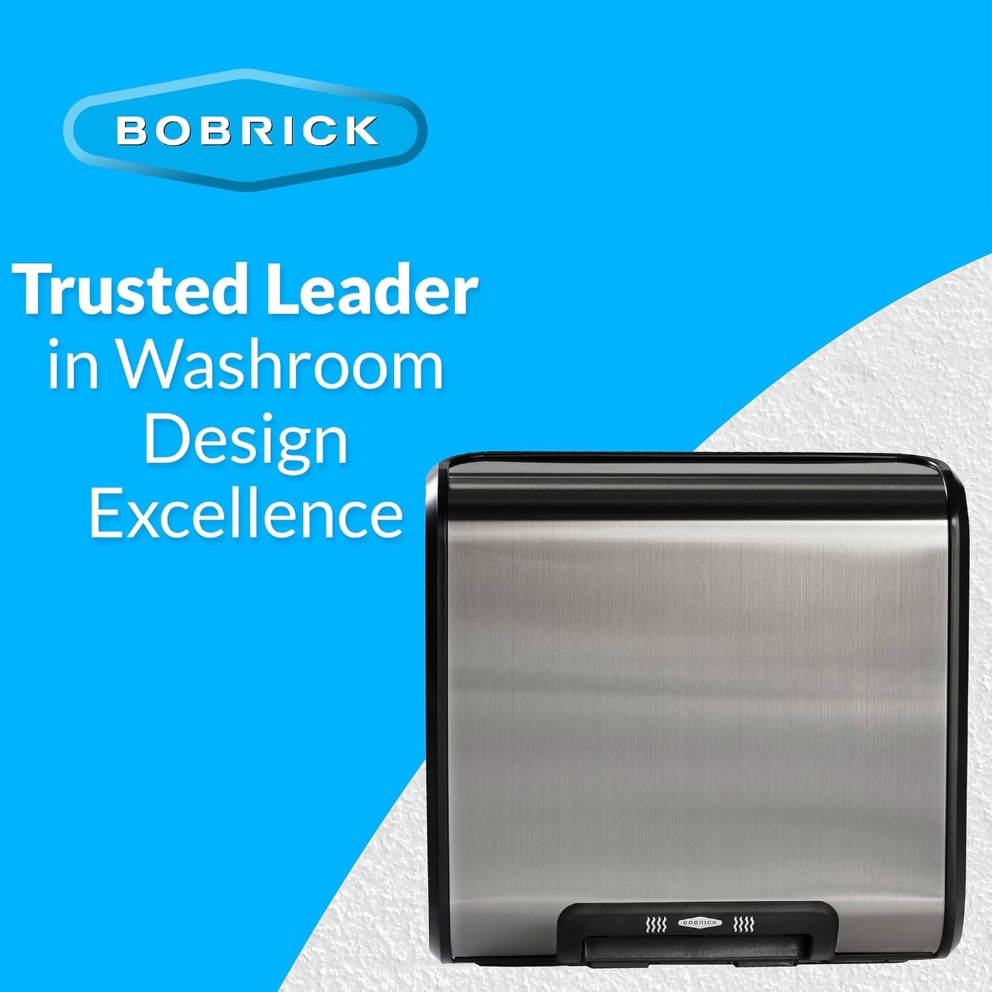 Bobrick 7128 TrimLine Series 304 secador de manos automático montado en superficie ADA de acero inoxidable, con acabado satinado, 115 V