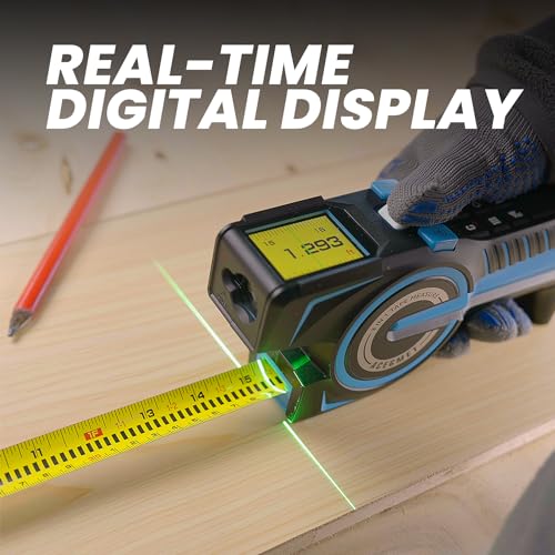 Cinta métrica digital 3 en 1 DTX10, herramienta de medición láser de 330 pies y cinta de bloqueo automático con lectura digital instantánea, línea láser extendida y medición incremental, cinta reemplazable