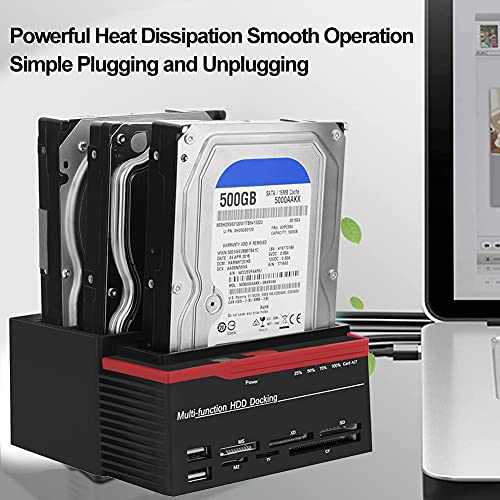Zopsc USB 3.0 SATA/IDE HDD Estación de acoplamiento de tres bahías sin conexión Clon HUB lector 12V/3A Fuente de alimentación independiente Estación de acoplamiento de disco duro externo (US) 100-240V