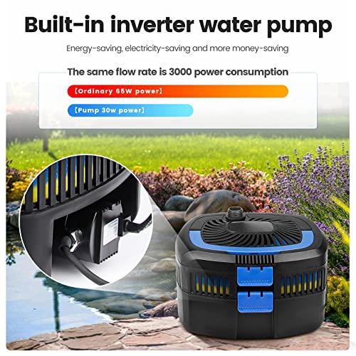 ANBULL Bomba de filtro de estanque de 1370 GPH, bomba de agua sumergible de fuente de 110 V/57 W, bomba de agua de filtro de alta eficiencia para estanques de hasta 2113 galones