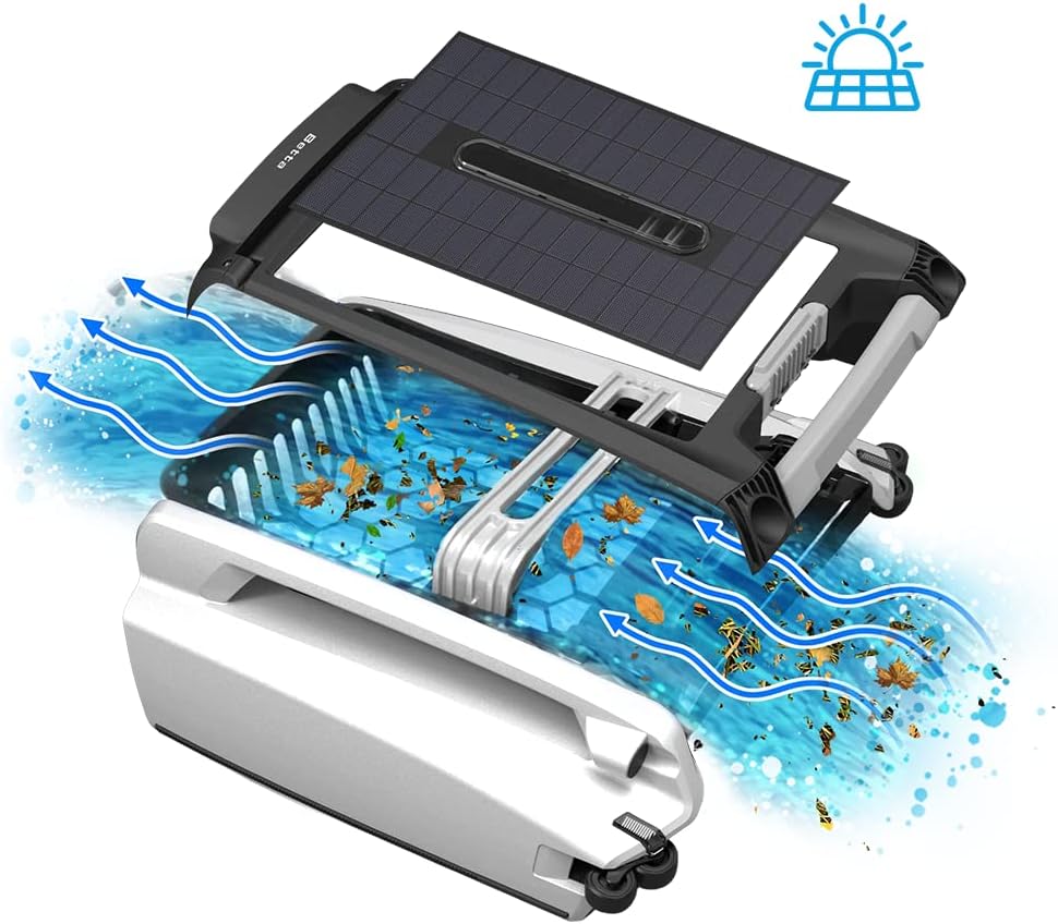 Betta SE - Limpiador robótico automático de superficie de piscina con batería de limpieza continua 24/7 y motores tolerantes al cloro de sal doble rediseñados (azul)