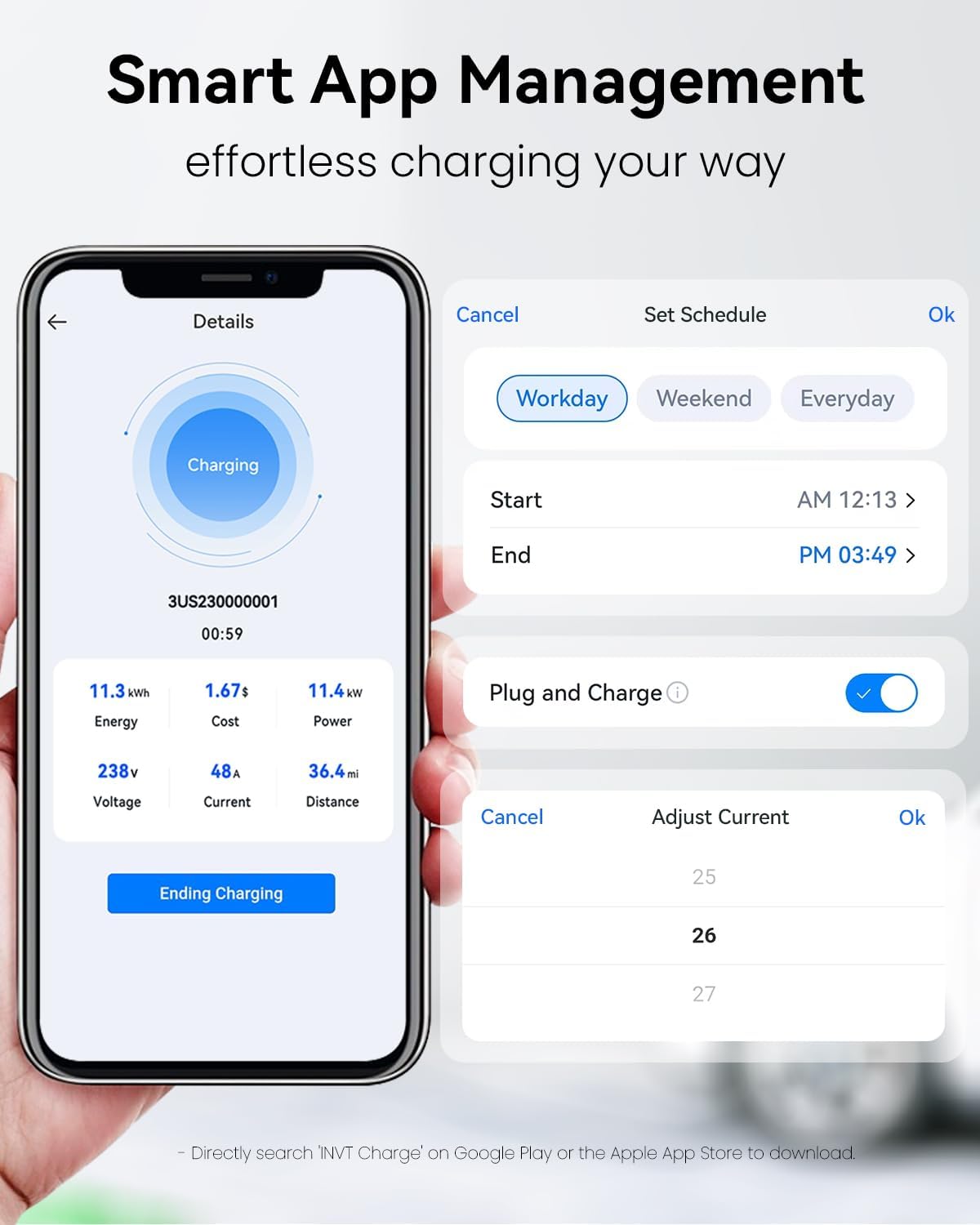 invt Cargador EV de nivel 2 – Cargador EV de 40 amperios nivel 2, cargador MENA 14-50 J1772, compatible con WiFi Ethernet, cargador de coche eléctrico para interiores y exteriores, nivel 2, estaciones