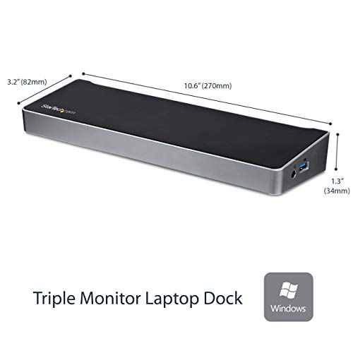 StarTech.com 4K estación de acoplamiento para laptops, apta para doble video, DP y HDMI, USB 3.0, puerto de laptop universal 4K Ultra HD, Negro