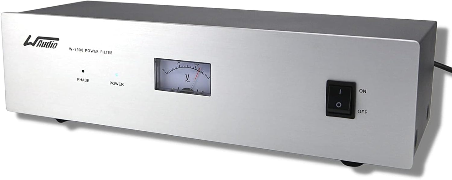 Acondicionador de energía de ruido de CA - Purificador de red de audio y video Filtro de ruido Protector de sobretensiones con enchufes estándar de EE. UU. (plata)