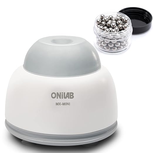 ONiLAB Mini mezclador de vórtice con función táctil, mezcla de laboratorio, esmalte de uñas, adhesivos de pestañas y mezcla de pinturas acrílicas, vórtice de laboratorio para tubos, incluye 120 bolas MX-Mini