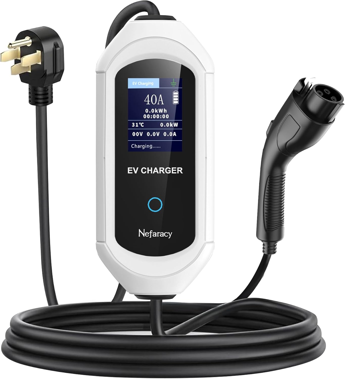 Cargador Tesla de nivel 2 de 40 amperios, cargador portátil EV para Tesla, conector NACS, cargadores de coche eléctricos para Tesla modelo Y/3/S/X, pantalla LED y control de aplicación NFC-NACS-US