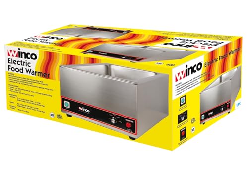 Winco FW-S500 Calentador de alimentos portátil comercial para mesa de vapor, 120 V, 1200 W, acero inoxidable, grande