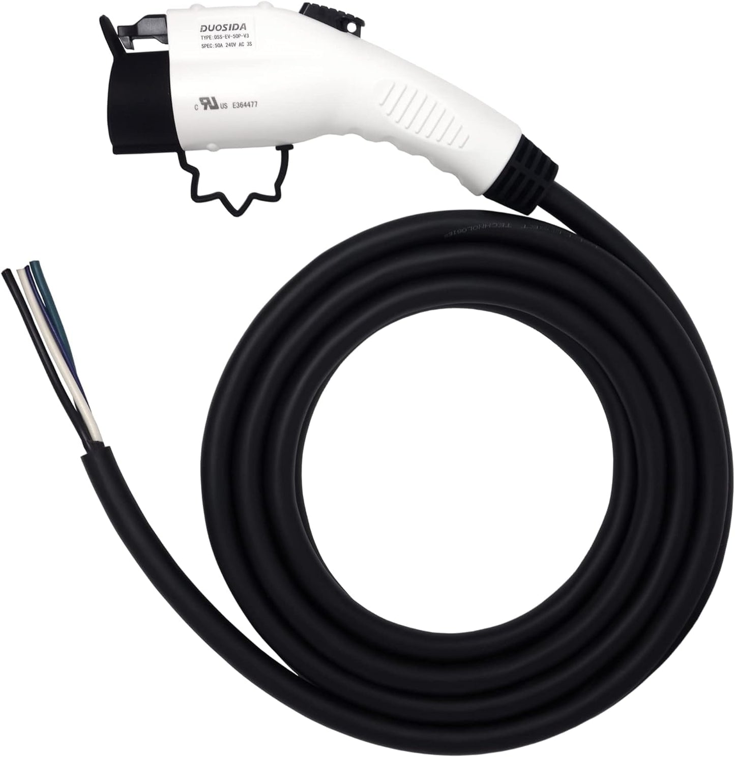 Inteset Cable de repuesto de enchufe J-1772 de 25 pies y 48 A, cable desnudo para fácil reemplazo del cable original en cargadores de hasta 48 amperios, fabricado en los Estados Unidos.