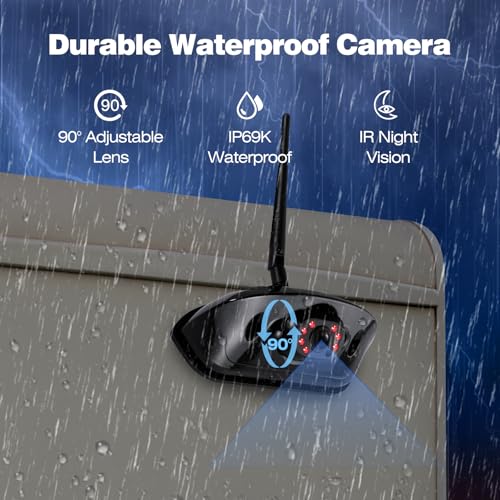 Cámara de respaldo inalámbrica de 7 pulgadas 1080P DVR cámara de visión trasera compatible con enchufe precableado Furrion, monitor de pantalla táctil y cámara de visión nocturna impermeable