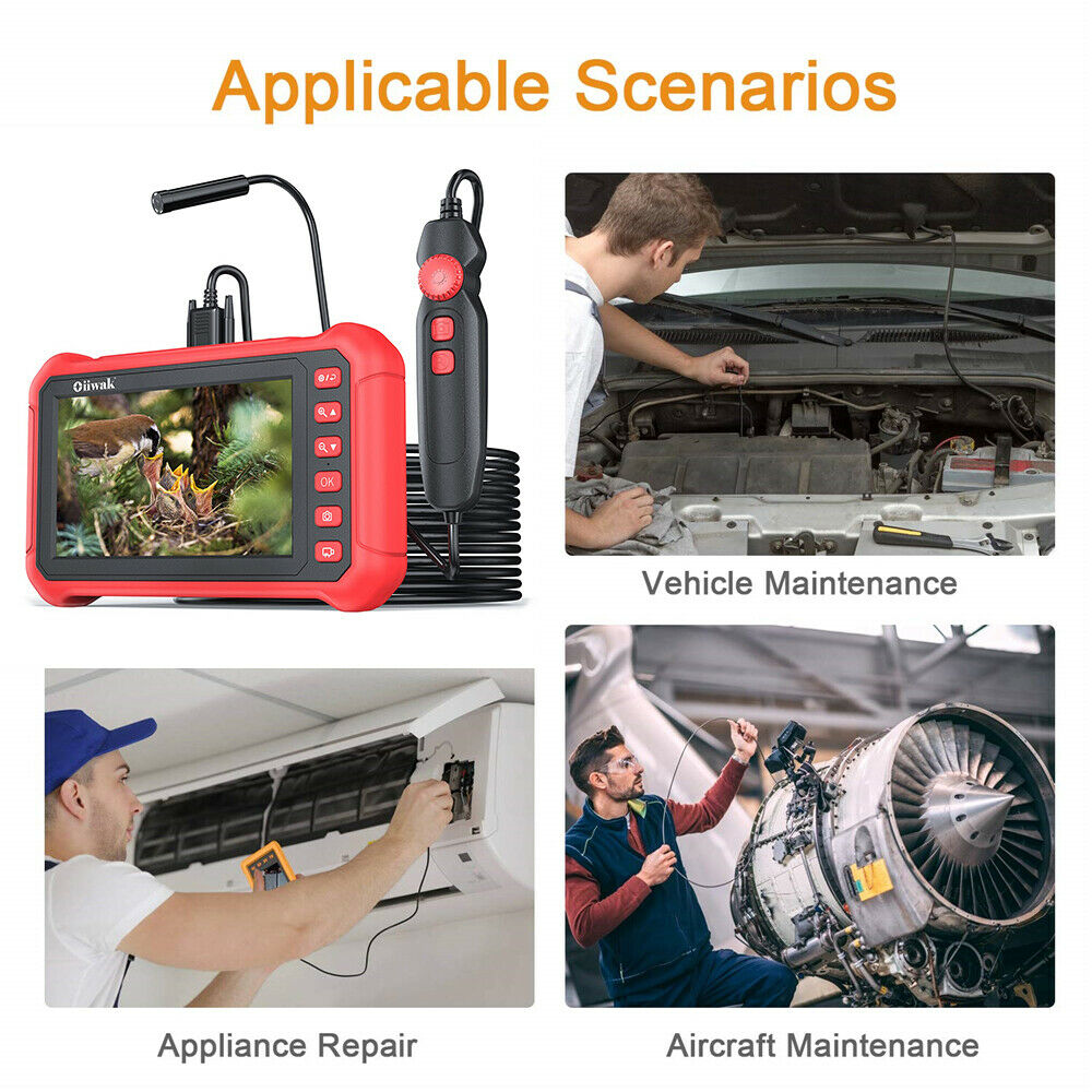 Oiiwak 7" HD 5.0MP Endoscope Camera 8.2mm 1080P Inspection Industrial Borescope 10m