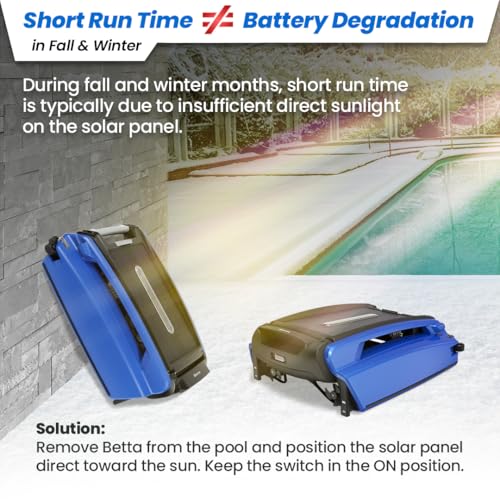 Betta SE - Limpiador robótico automático de superficie de piscina con batería de limpieza continua 24/7 y motores tolerantes al cloro de sal doble rediseñados (azul)