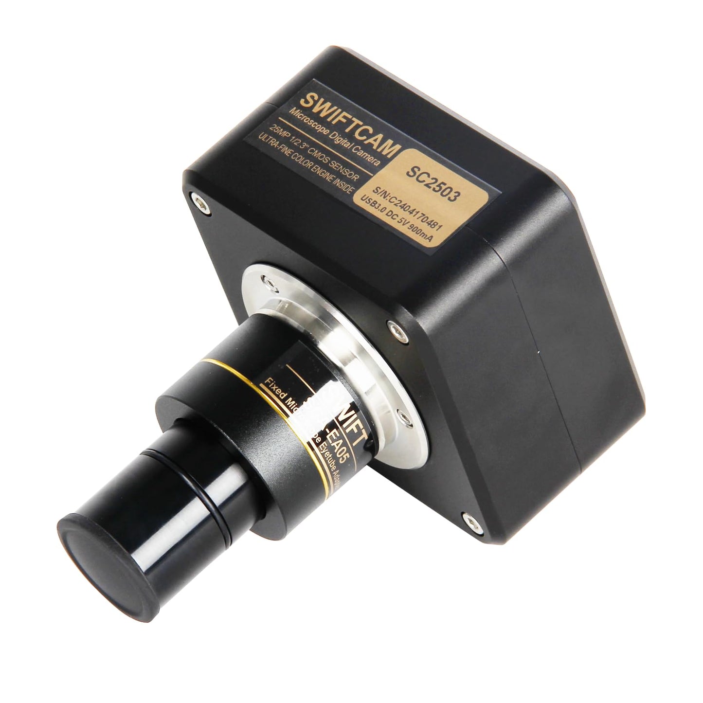 Swiftcam SC2503-CK Cámara de 25 megapíxeles para microscopios, con lente de reducción, kit de calibración, adaptadores Eyetube y cable USB 3.0, compatible con Windows/Mac/Linux