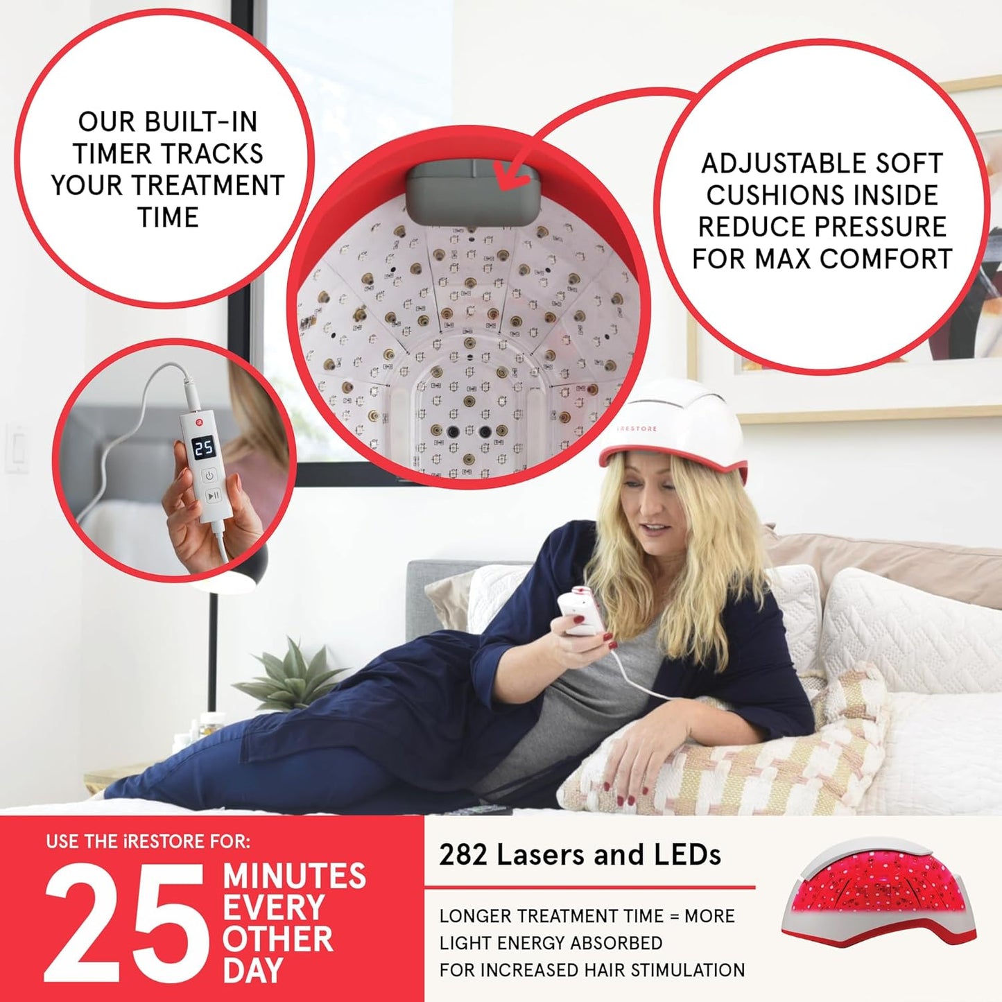 iRestore - Sistema láser para el crecimiento del cabello, gorra láser aprobada por la FDA (Administración de Alimentos y Medicamentos) para el crecimiento del cabello y la regeneración capilar