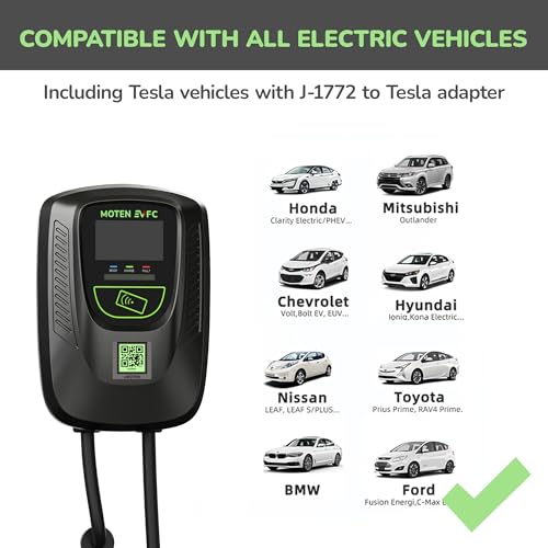 MOTEN EVFC Dorado AC 240V 80amp 19.2kw Home Charger 4G, Ethernet, WiFi, RFID, cable de 25 pies, compatible con OCPP, software básico eMÖTEN incluido para uso doméstico