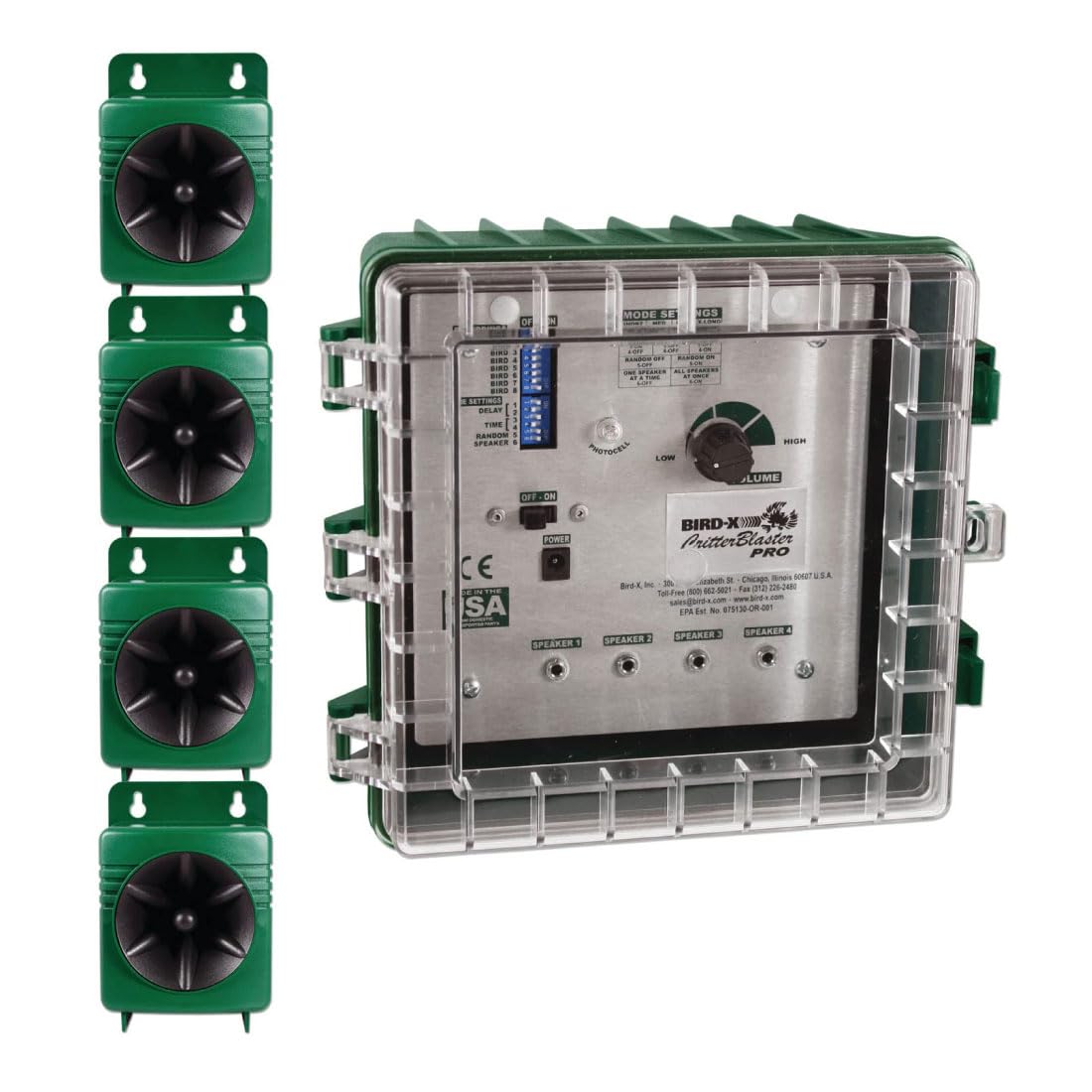 Bird-X Critter Blaster PRO Sonic Repelente de plagas para animales y pájaros, cubre 6 acres CB-PRO