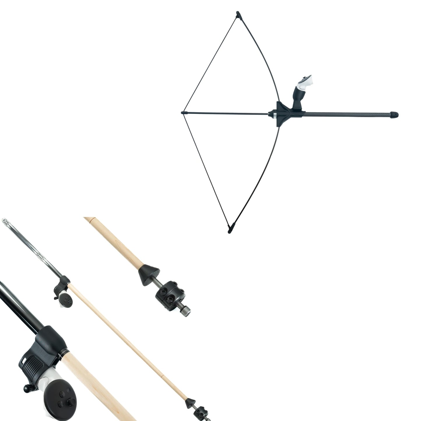 Bundle: Shadow Shot VR Bow Accessory for The Quest 2, 3, Pro + MasterBreaker Haptic VR Pool Cue for Miracle Pool and Other Billiards Games