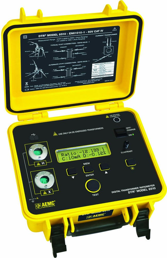 AEMC Ratiómetro del transformador digital 8510 DTR, rango de relación 0.8000 a 8000: 1