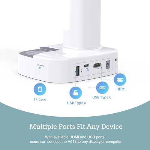 JOYUSING V513 HDMI/USB 13MP Cámara de documentos de dos modos para profesor, enfoque automático, luz LED para proyección en tiempo real, grabación de video, aprendizaje a distancia, funciona con y sin