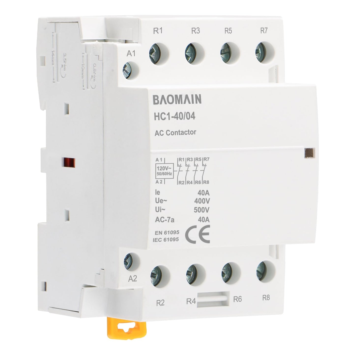 Baomain - Contactor de CA de 40 A, bobina de 4 polos, control universal de circuito de 35 mm, montaje en riel DIN HC1-40/04 (4NC, CA 110 V)