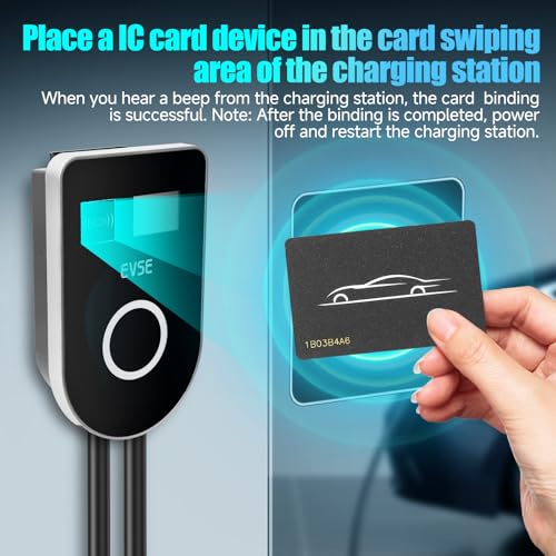 Cargador EV de nivel 2 48Amp 240V, cable de 25 pies, EVSE con conector J1772, enchufe NEMA 14-50, WiFi habilitado, pantalla inteligente, cargador de coche eléctrico con tarjeta RFID Fexhull
