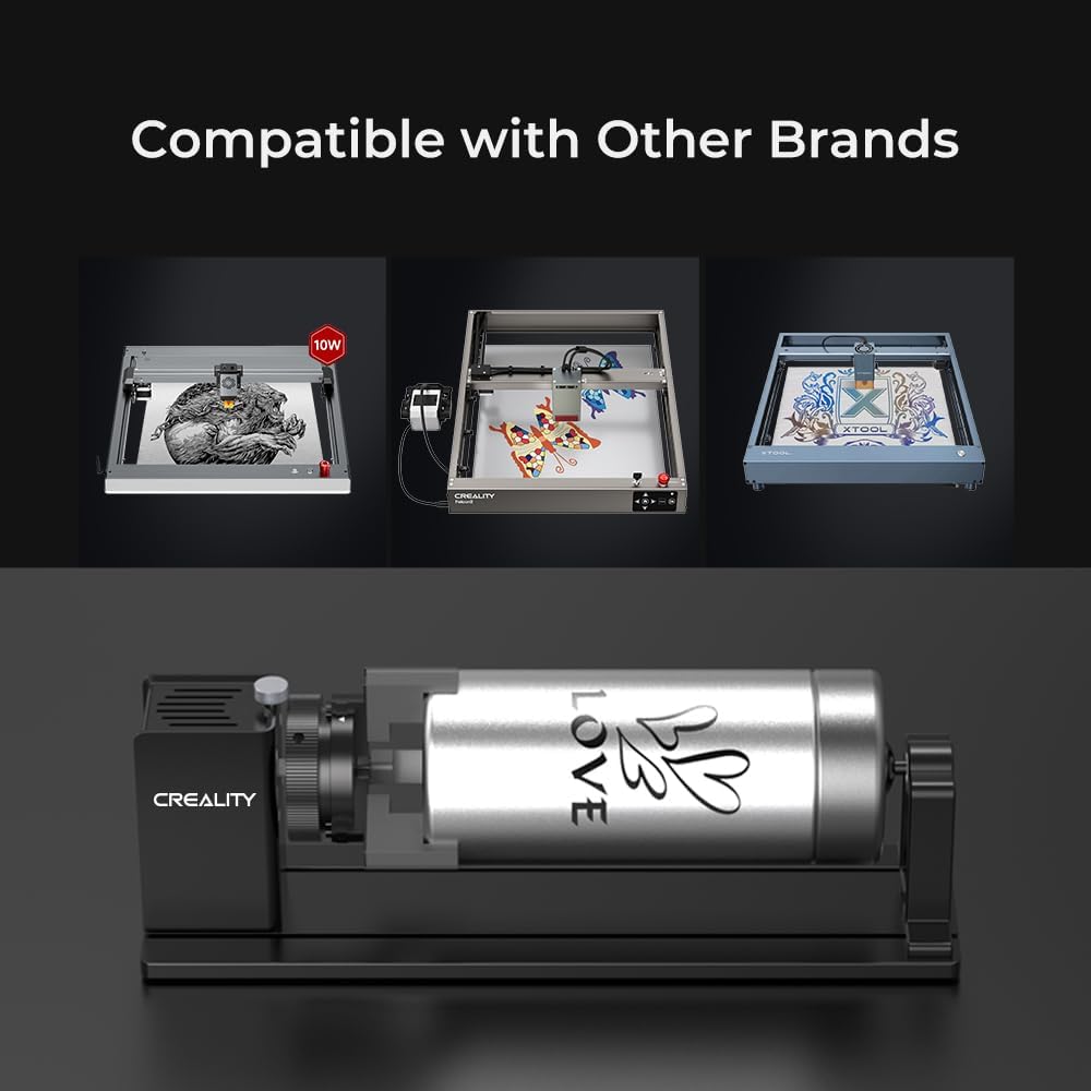 Creality Kit rotativo Pro, rodillo giratorio láser 3 en 1, accesorios de grabado multifunción para grabador láser, mandíbula giratoria para grabar copa de vino, bate de béisbol, anillo y la mayoría de