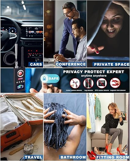 JAXTIN Detector de cámara oculta G66 Pro con escaneo automático AI, rastreador GPS magnético, buscador de cámara infrarroja, pantalla LED (mediano)