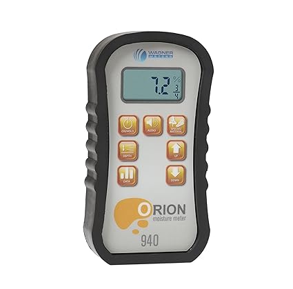 Medidor de humedad de madera sin clavijas Orion® 940 de Wagner Meters I Preciso, no dañino, medición de humedad de madera de doble profundidad, recopilación y almacenamiento de datos, calibración in