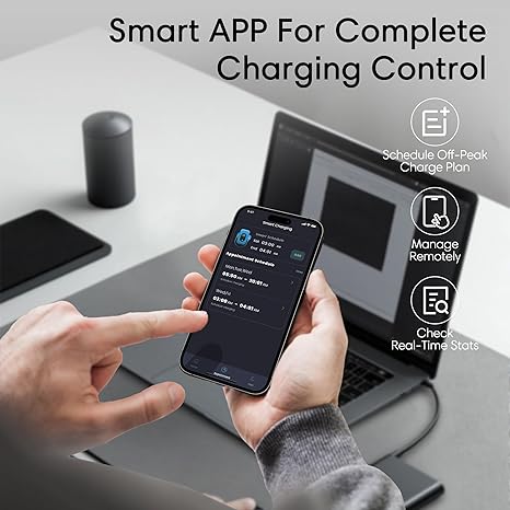 ARK DESIGN Cargador EV de nivel 2 de 48 amperios - Cargador inteligente para vehículos eléctricos de nivel 2 para el hogar, estaciones de carga de vehículos eléctricos de 240 V, 11.5 kW, cable de 25 pies
