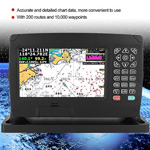 Navegación GPS Marina para Barcos, Navegación GPS para Barcos, Multifunción XF-607 Pantalla a Color de 7 Pulgadas Navegador Marino 200 Rutas Y 10,000 Waypoints, Localizador de Navegación GPS con Carta