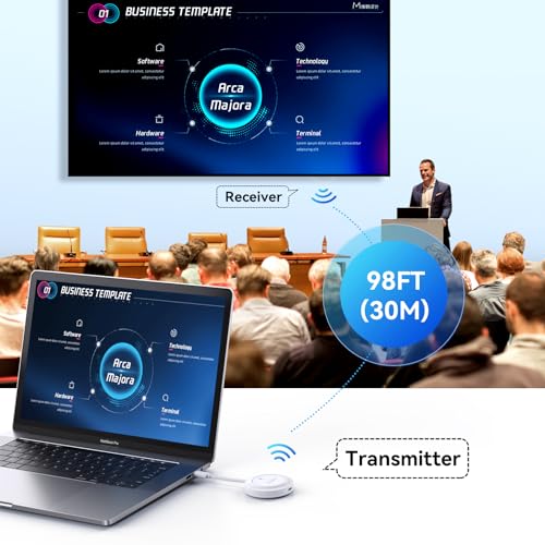 Transmisor inalámbrico USB C y receptor HDMI, 5G inalámbrico USB-C a HDMI Extensor 98FT/30M, adaptador de pantalla inalámbrico 1080P Transmisión de video/audio a TV/Monitor/Proyector desde