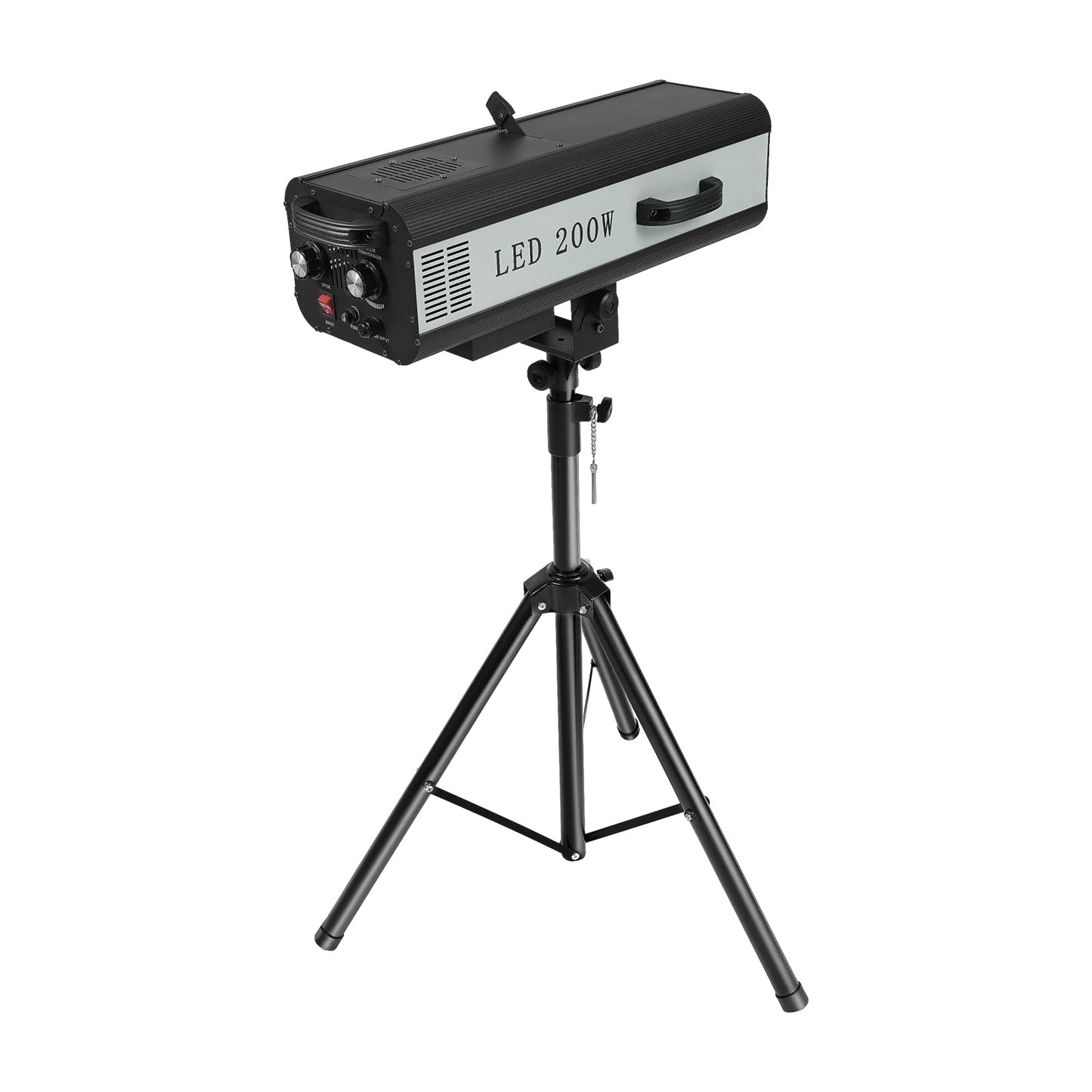 Luz LED de 200 W, foco de escenario de varios colores con soporte de control manual, luz de escenario, lámpara enfocada en puntos de escenario, luces de rendimiento profesional para eventos, teatro, discoteca, espectáculo de fiesta (200 W)