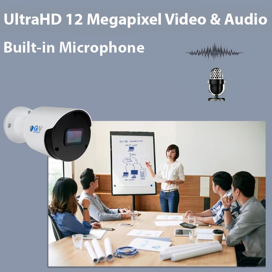 GW Security 12MP 4000x3000p cámara de seguridad IP PoE para exteriores/interiores con micrófono IP Bullet (GW12537MIC)