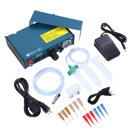 FEITA 983 dispensador automático de pegamento pantalla Digital pasta de soldadura automática controlador de adhesivo líquido máquina cuentagotas 110V