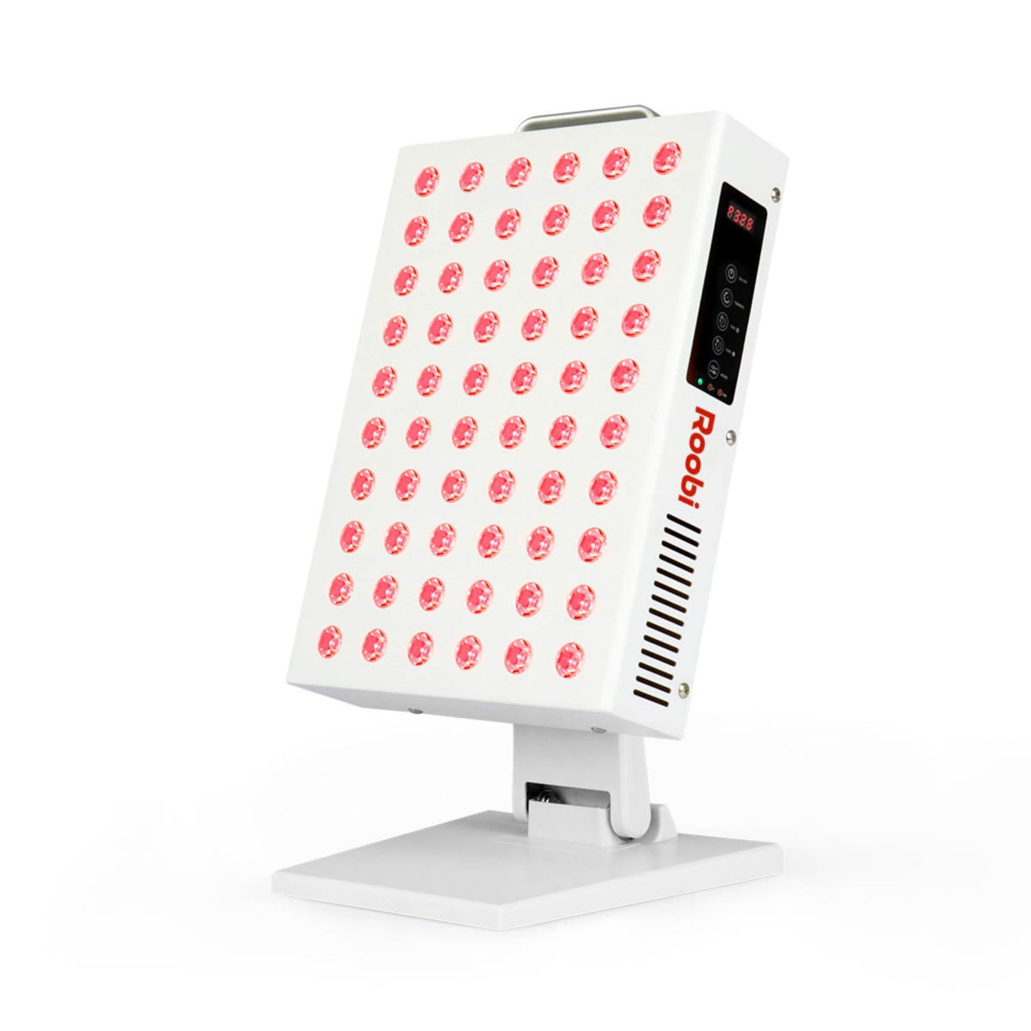 Roobi Terapia de luz roja 660nm 850nm infrarrojo cercano, doble chip parpadeo libre LEDs, soporte ajustable, 60 LED, grado clínico para energía, dolor, piel, recuperación, rendimiento.