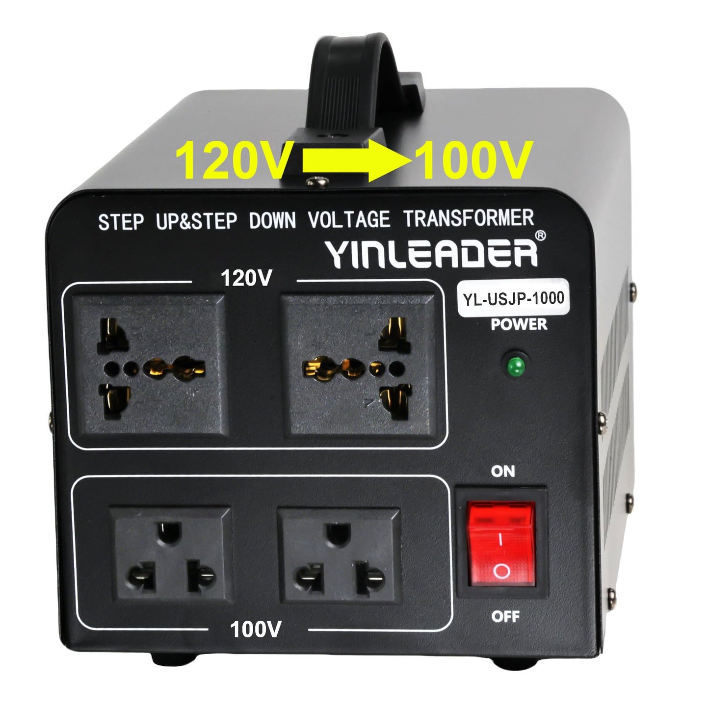 Yinleader 1000W 120V EE.UU. a 100V Japón Convertidor de Voltaje Paso Abajo/Arriba Transformador Ideal para Tocadiscos Japonés YL-USJP-1000