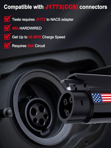 MACARLON - Cargador EV de nivel 2, 40 amperios, 240 V, cable de 25 pies, tarjeta Wi-Fi y RFID, estación de carga inteligente para vehículos eléctricos con enchufe NEMA 14-50 y conector J1772, GO-E3116S09
