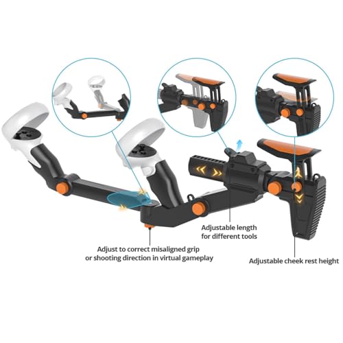 VR Gunstock for Meta Quest 3 Controller Accessories Gun Stock for Quest 3S /Quest 2 FPS Gaming Customized Shape Sizes (Black)