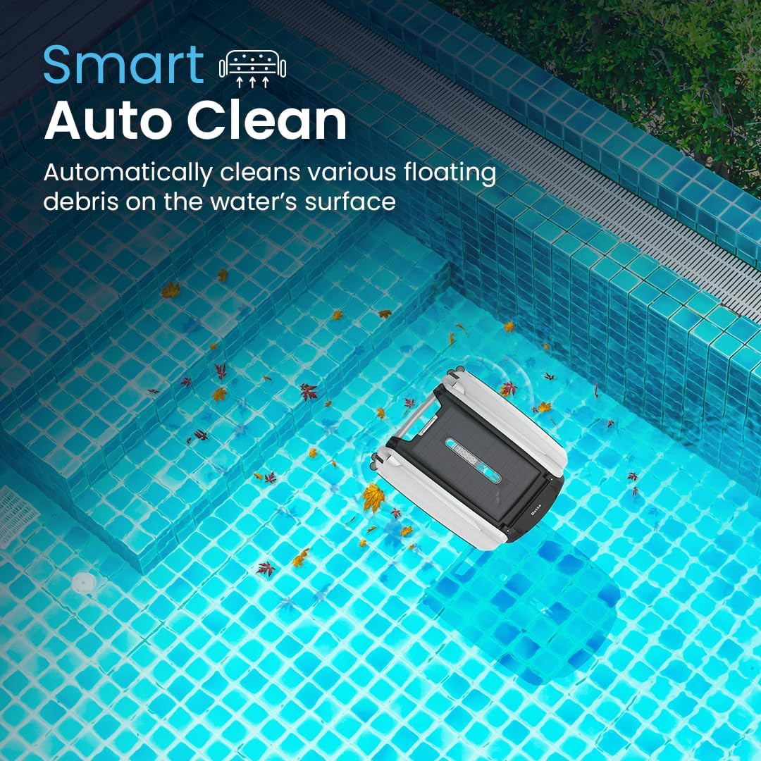 Betta SE - Limpiador robótico automático de superficie de piscina con batería de limpieza continua 24/7 y motores tolerantes al cloro de sal doble rediseñados (azul)