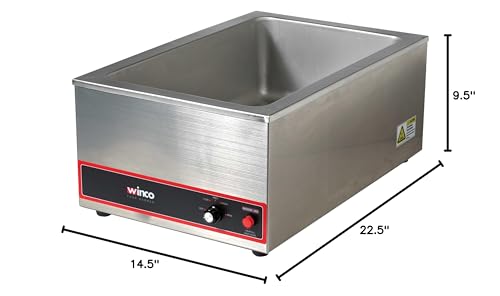 Winco FW-S500 Calentador de alimentos portátil comercial para mesa de vapor, 120 V, 1200 W, acero inoxidable, grande