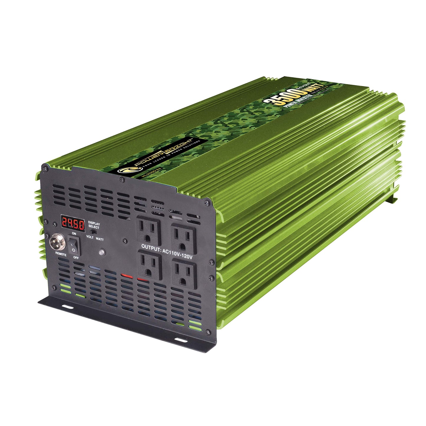 Power Bright Inversor de energía de 3500 vatios y 24 V, cuatro tomacorrientes de CA de 110 V, onda sinusoidal modificada, fuente de alimentación de respaldo automotriz perfecta para emergencias, huracanes, tormentas o interrupciones - ML3500-24