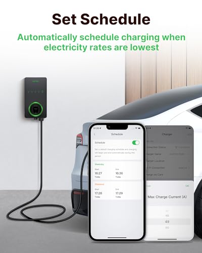 Autel NACS - Cargador inteligente para vehículos eléctricos de nivel 2 para el hogar, hasta 50 amperios, estación de carga eléctrica eléctrica de 240 V cableada, estación de carga para Tesla #AC LW-106001424