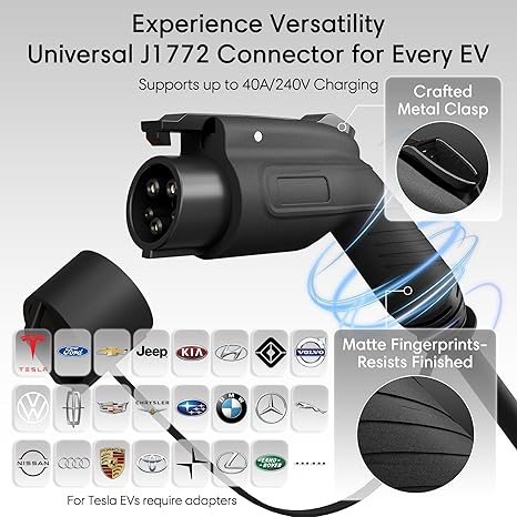 ARK DESIGN Cargador EV de nivel 2 de 48 amperios - Cargador inteligente para vehículos eléctricos de nivel 2 para el hogar, estaciones de carga de vehículos eléctricos de 240 V, 11.5 kW, cable de 25 pies