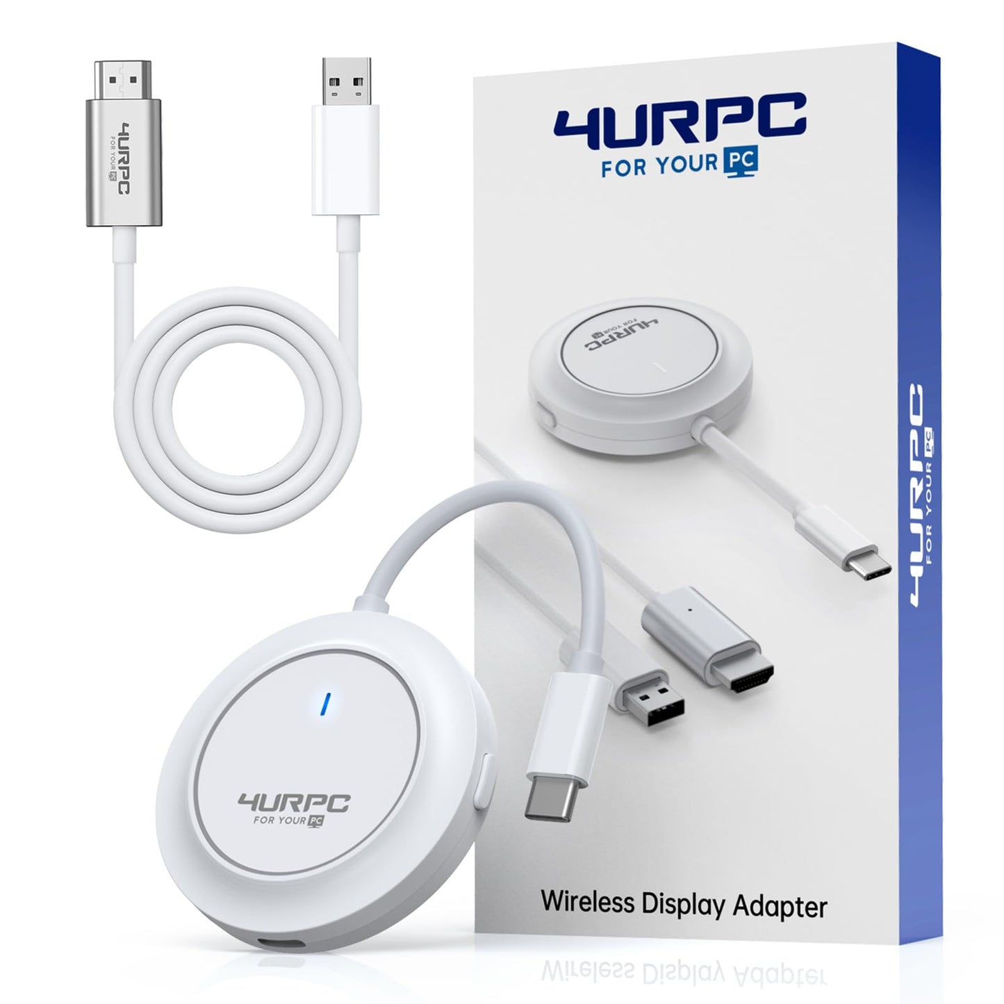 Transmisor inalámbrico USB C y receptor HDMI, 5G inalámbrico USB-C a HDMI Extensor 98FT/30M, adaptador de pantalla inalámbrico 1080P Transmisión de video/audio a TV/Monitor/Proyector desde