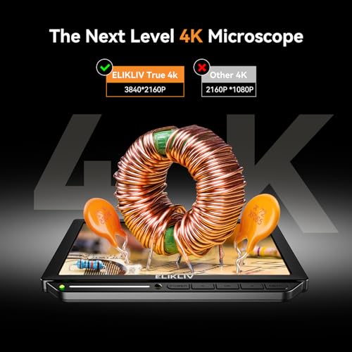 Microscopio digital 4K, Elikliv EM4K - Microscopios de monedas de 8 pulgadas 2000x, microscopios HDMI de 52 MP, microscopio de soldadura para adultos, microscopios para reparación electrónica, micro