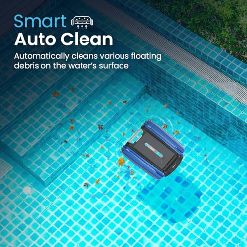 Betta SE - Limpiador robótico automático de superficie de piscina con batería de limpieza continua 24/7 y motores tolerantes al cloro de sal doble rediseñados (azul)