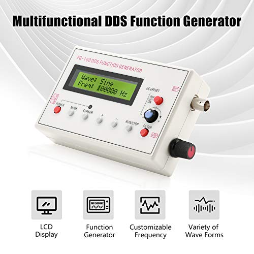 Generador de señal funcional DDS 1HZ-500KHZ, función Seesii DDS, generador de señal de baja frecuencia sinusoidal/triángulo/cuadrado/diente de sierra