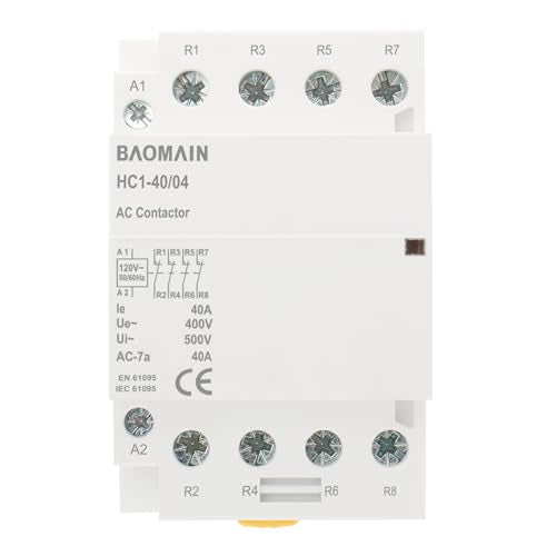 Baomain - Contactor de CA de 40 A, bobina de 4 polos, control universal de circuito de 35 mm, montaje en riel DIN HC1-40/04 (4NC, CA 110 V)